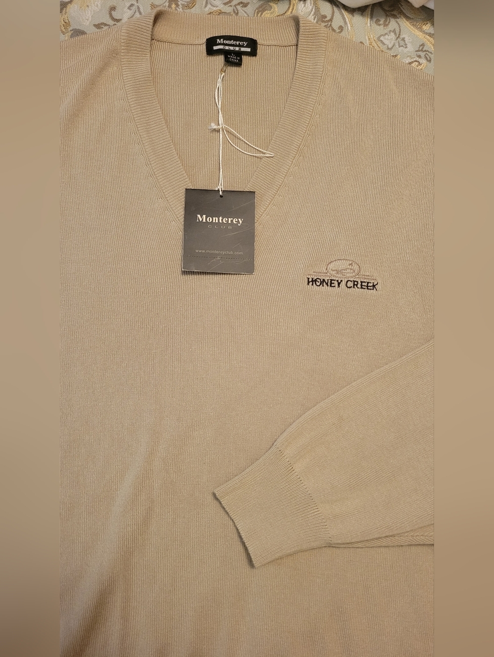 Callaway Men's V-Neck Sweater in Beige Tan L NEW